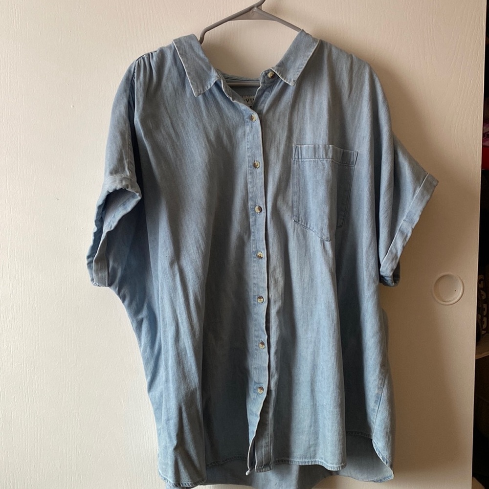 Short Sleeve Denim Button Down